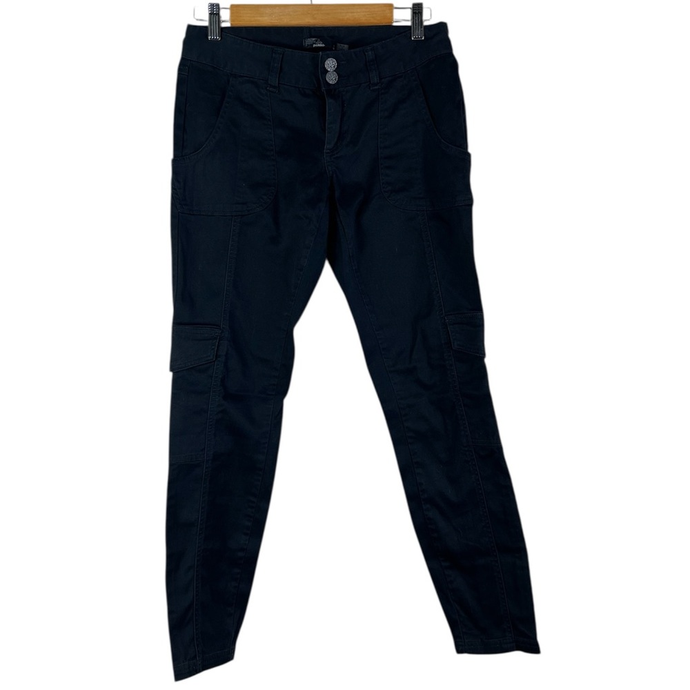 PRANA Black 6 Cargo Organic Cotton Blend Black Pants Fitted Elena New Stretch